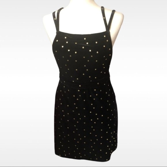 SOLD Velvet Star Overall Strappy Crisscross Dress - Picture 1 of 8